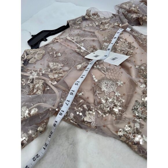 New Mac Duggal Women's Size 10 Embroidered Jewel Neck Formal Dress Mocha 70237 - Picture 5 of 16